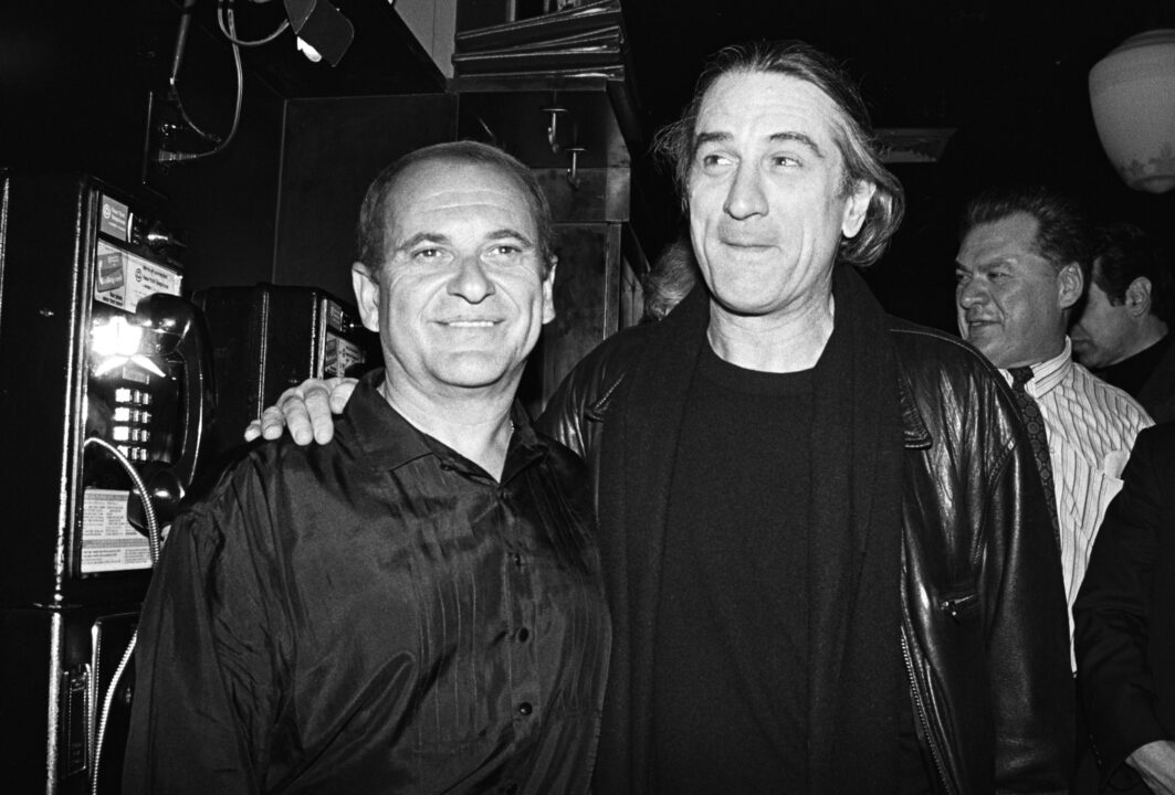 NEW YORK - April 1994: American actors Joe Pesci, left, and Robert DeNiro, right, pose for a photo in April 1994 at a party in New York City. 