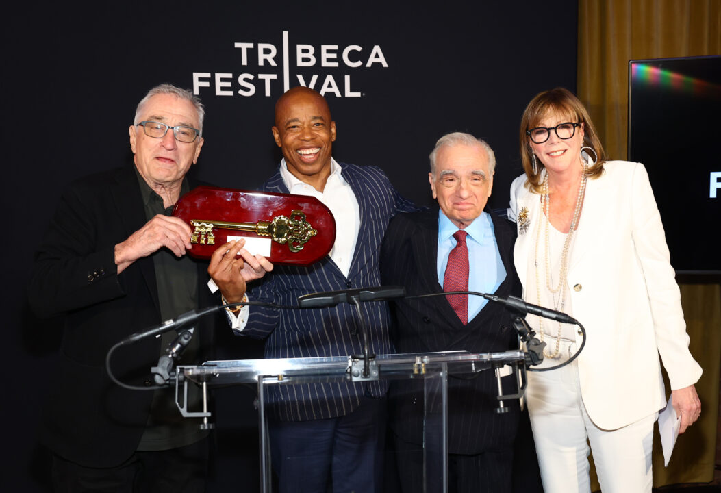 NEW YORK, NEW YORK - JUNE 07: (L-R) Robert De Niro, Mayor Eric Adams, Martin Scorsese and Jane Rosenthal attend the Tribeca Festival opening night reception at Tribeca Grill on June 07, 2023 in New York City. 