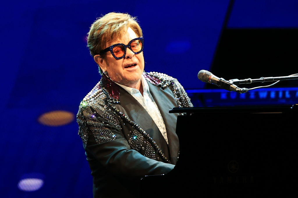 LIVERPOOL, ENGLAND - MARCH 23: (EDITORIAL USE ONLY) Elton John performs during the first UK stop on his "Farewell Yellow Brick Road" Tour at M&amp;S Bank Arena on March 23, 2023 in Liverpool, England