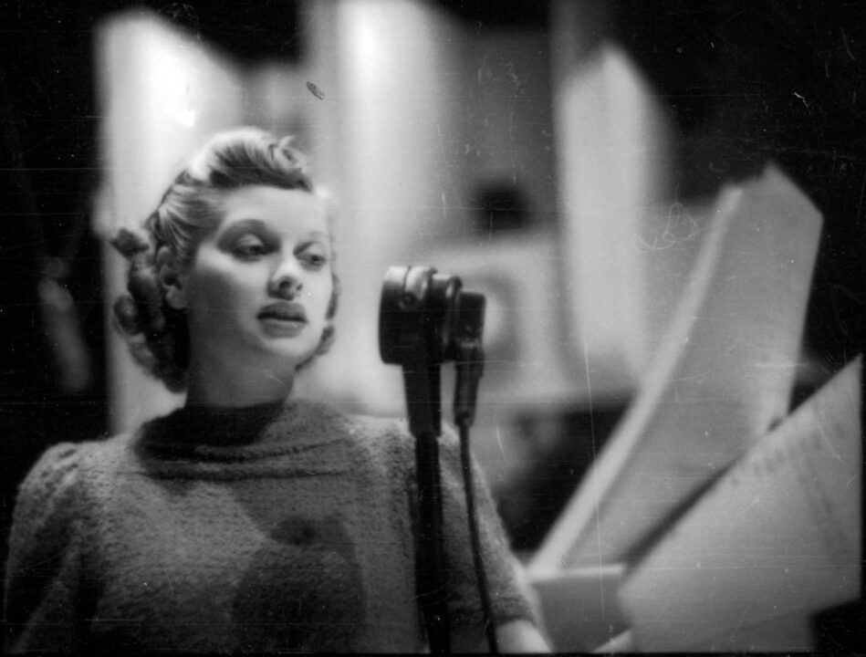 American actress Lucille Ball (1911 - 1989) appears on radio programme 'The Phil Baker Show', 1938. 
