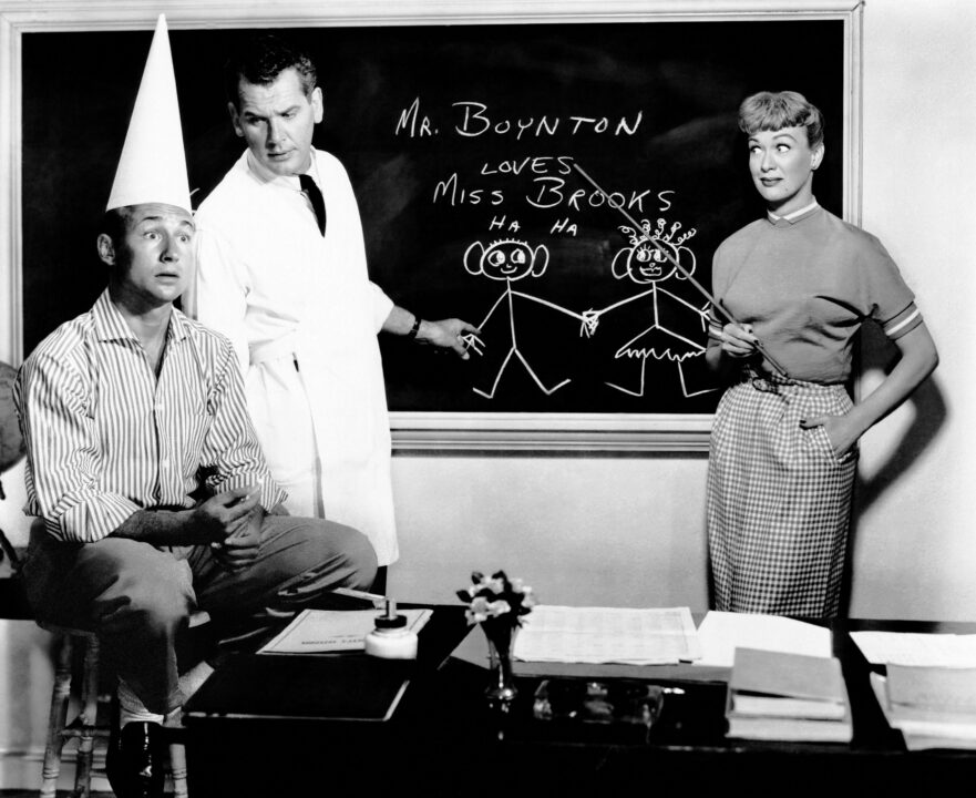 OUR MISS BROOKS, from left, Nick Adams, Robert Rockwell, Eve Arden, 1956