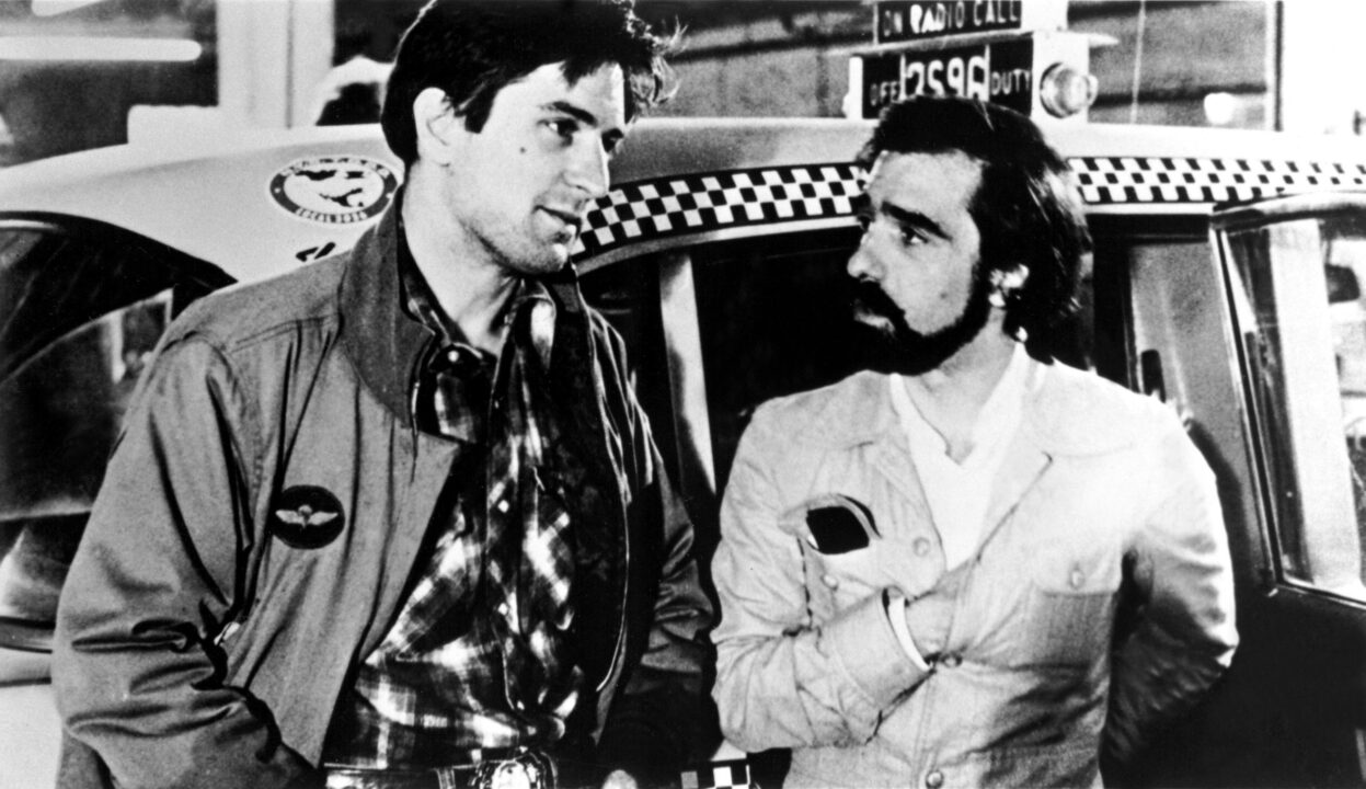 Martin Scorsese with Robert De Niro on the set of TAXI DRIVER, 1976