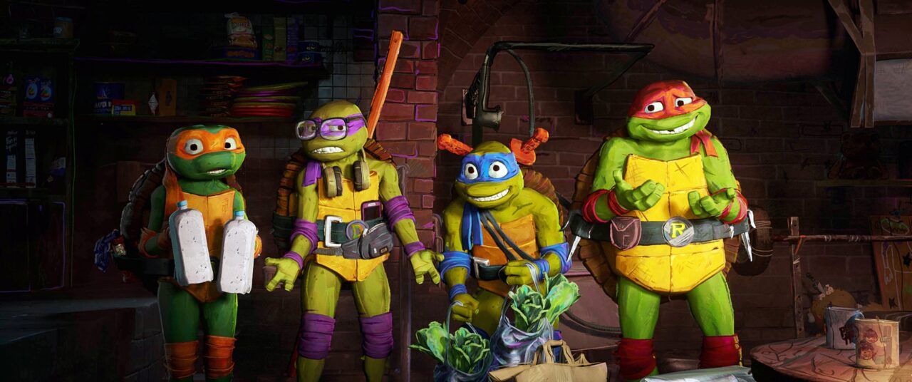 TEENAGE MUTANT NINJA TURTLES: MUTANT MAYHEM, from left: Michelangelo (voice: Shamon Brown Jr.), Donatello (voice: Micah Abbey), Leonardo (voice: Nicolas Cantu), Raphael (voice: Brady Noon), 2023