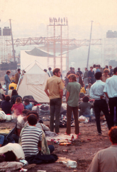 People waiting for the music at the Woodstock Music Festival, 1969 
