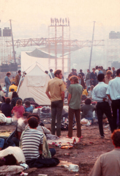 People waiting for the music at the Woodstock Music Festival, 1969