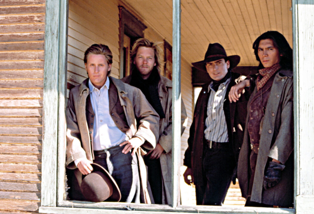 YOUNG GUNS, Emilio Estevez, Kiefer Sutherland, Charlie Sheen, Lou Diamond Phillips, 1988.