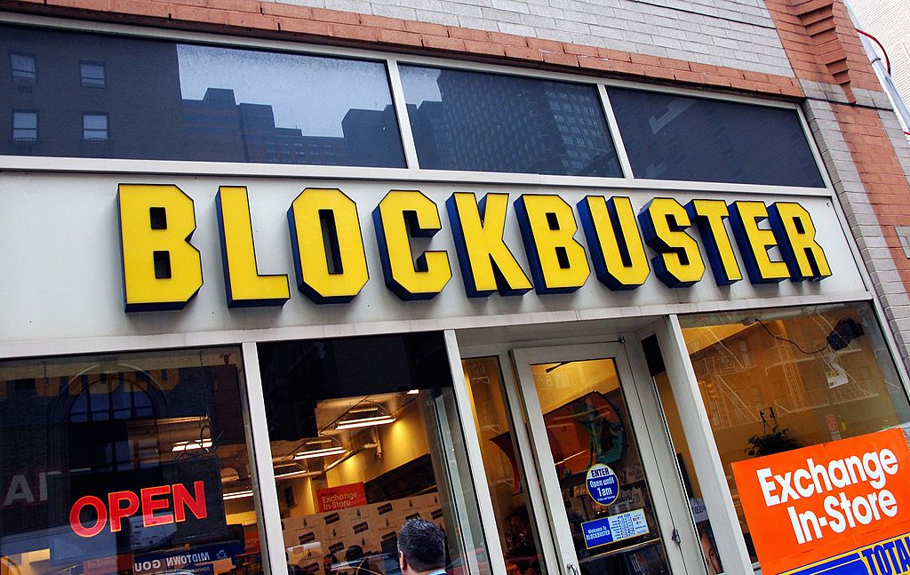 NEW YORK - NOVEMBER 15: General view of the exterior of the Blockbuster store hosting a press conference announcing The Weinstein Company's deal with Blockbuster Inc. for exclusive rights to rent theatrical movies and direct-to-video titles on November 15, 2006 in New York City, New York