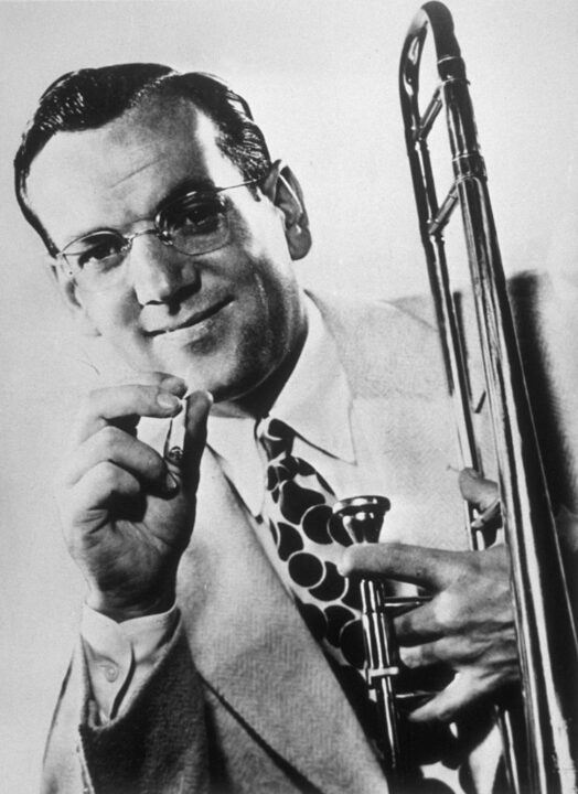 circa 1940: The American trombonist and band-leader, Glenn Miller (1904 - 1944), who disappeared when a small aircraft he was a passenger in went missing over the English Channel.