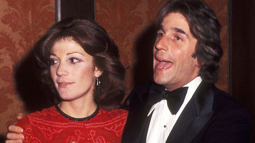 LOS ANGELES - MARCH 2: Actor Henry Winkler and wife Stacey Weitzman attend the Hollywood Radio and Television Society's 1977 International Broadcasting Awards on March 2, 1977 at Century Plaza Hotel in Los Angeles, California