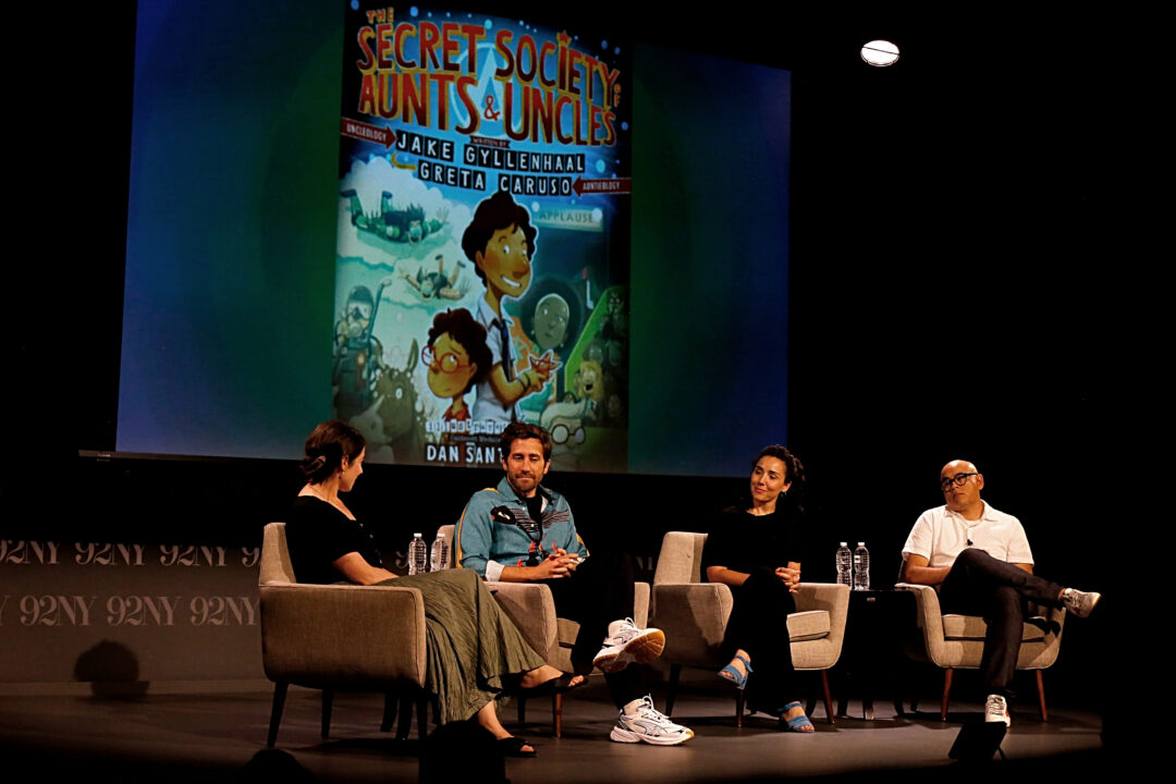 NEW YORK, NEW YORK - SEPTEMBER 05: (L-R) Hannah Goldfield, Jake Gyllenhaal, Greta Caruso and Dan Santat attend a conversation with Hannah Goldfield at 92nd Street Y on September 05, 2023 in New York City.