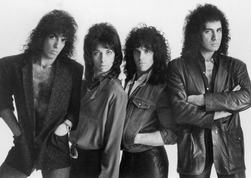 Circa 1983, Portrait of the Rock group Kiss, left to right; Paul Stanley, Vinnie Vincent, Eric Carr (1950 - 1991) and Gene Simmons