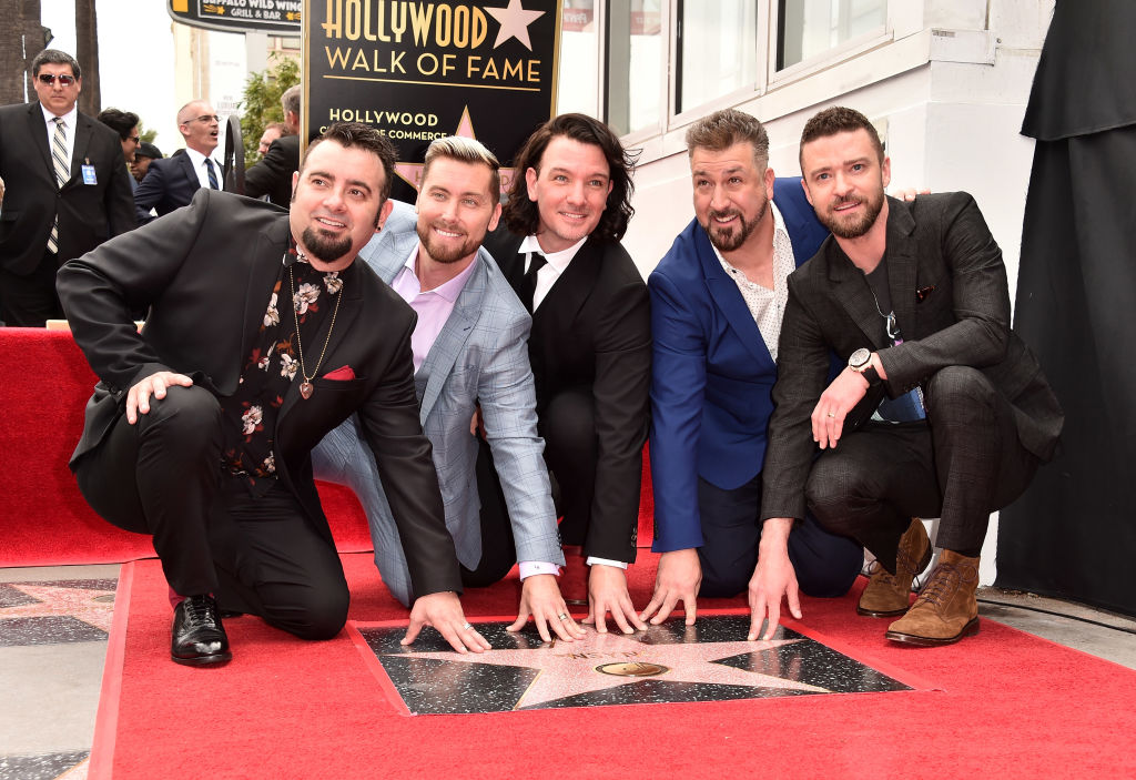 HOLLYWOOD, CA - APRIL 30: Singers Chris Kirkpatrick, Lance Bass, JC Chasez, Joey Fatone and Justin Timberlake of NSYNC are honored with a star on the Hollywood Walk of Fame on April 30, 2018 in Hollywood, California