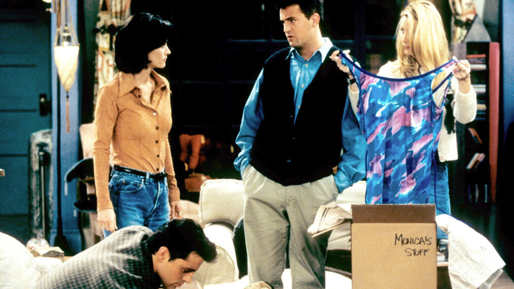 FRIENDS, from left: Matt LeBlanc (bottom), Courteney Cox, Matthew Perry, Lisa Kudrow, 'The One with The Prom Video', (Season 2, ep. 214, aired Feb. 1, 1996, 1994-2004.
