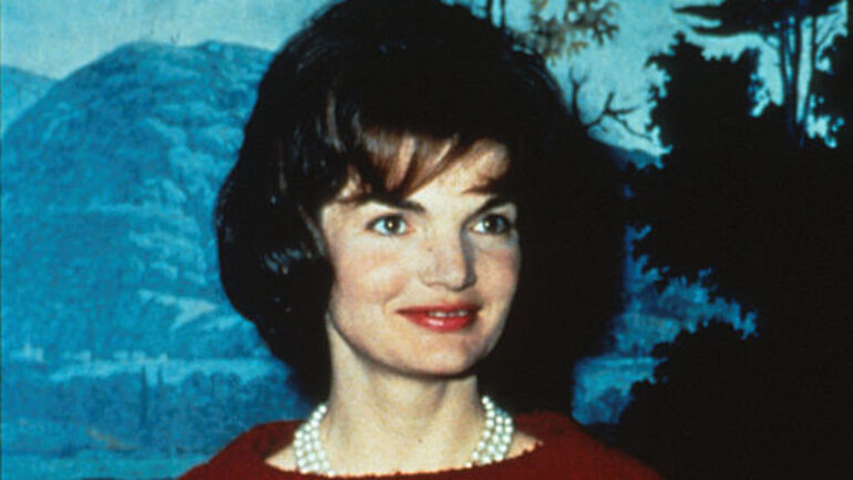385622 05: File Photo: First Lady Jacqueline Kennedy Wears A Chez Ninon Two-Piece Day Dress February 14, 1962 During A Nationally Televised Valentine's Day Tour Of The White House In Washington, Dc. The Famous Dress Will Be On Display At Metropolitan Museum Of Art Exhibition