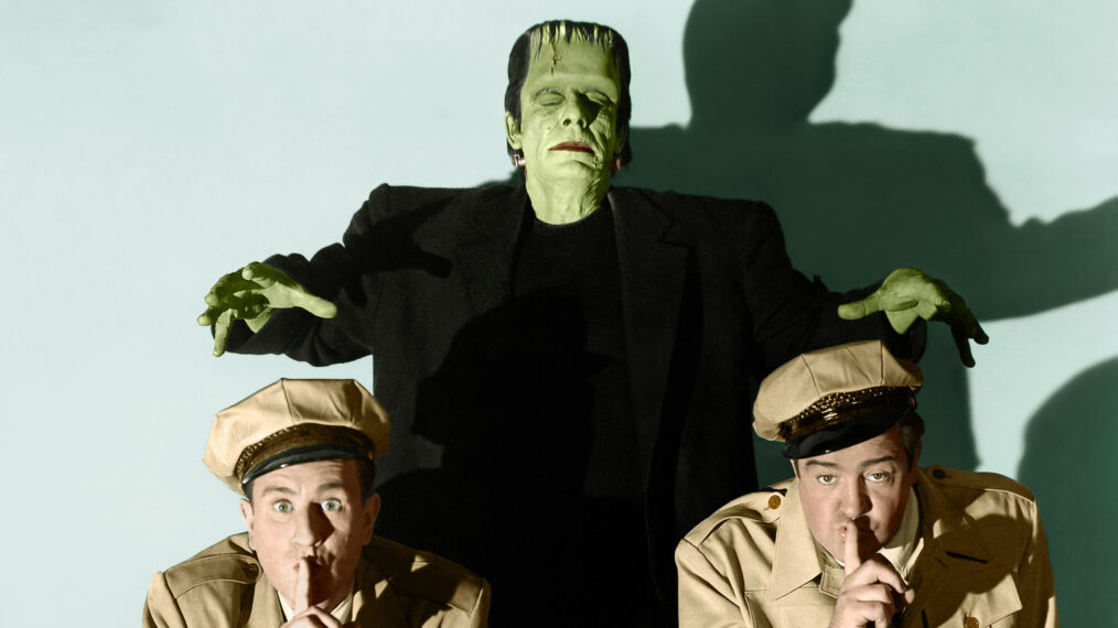 ABBOTT AND COSTELLO MEET FRANKENSTEIN, (from left): Bud Abbott, Glenn Strange, Lou Costello, 1948