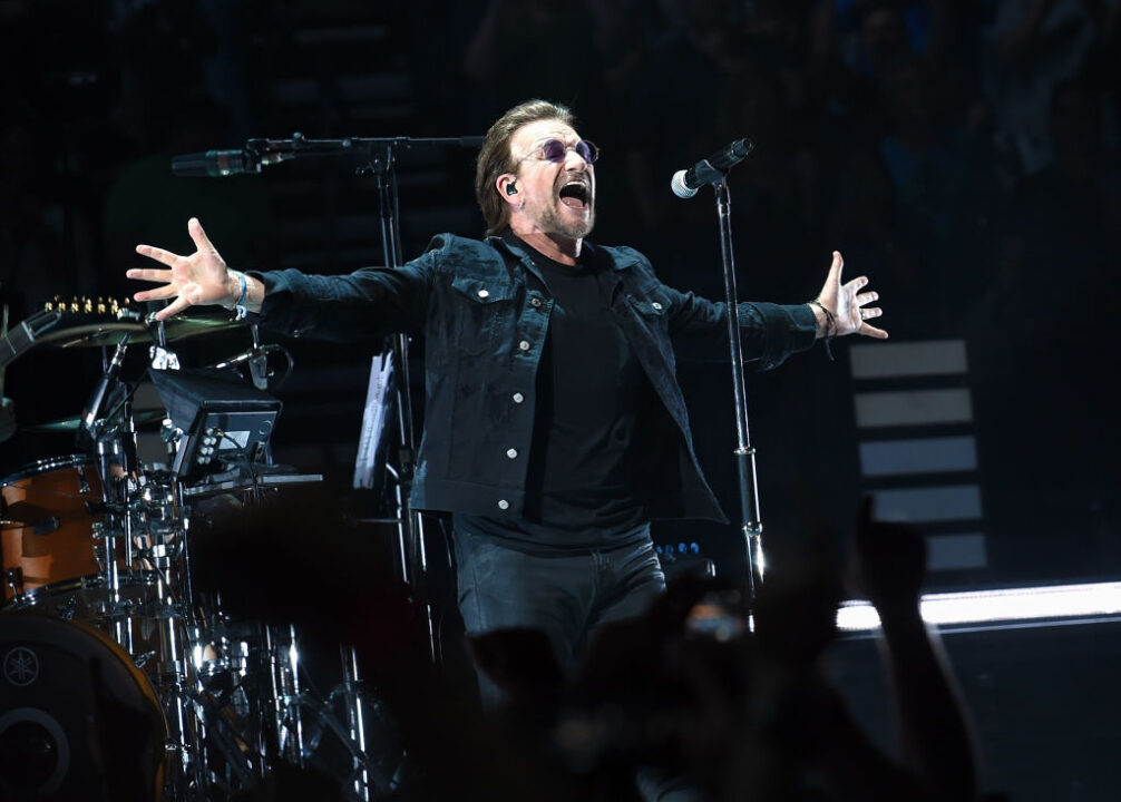 NASHVILLE, TN - MAY 26: Bono of the rock band U2 performs at Bridgestone Arena on May 26, 2018 in Nashville, Tennessee