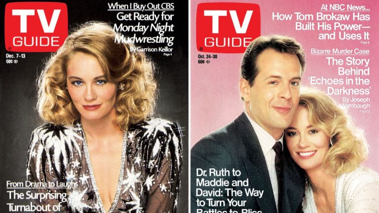 Bruce Willis and Cybil Sheperd Moonlight TV Guide covers
