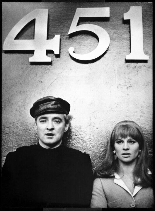Fahrenheit 451 promo shot Oskar Werner and Julie Christie