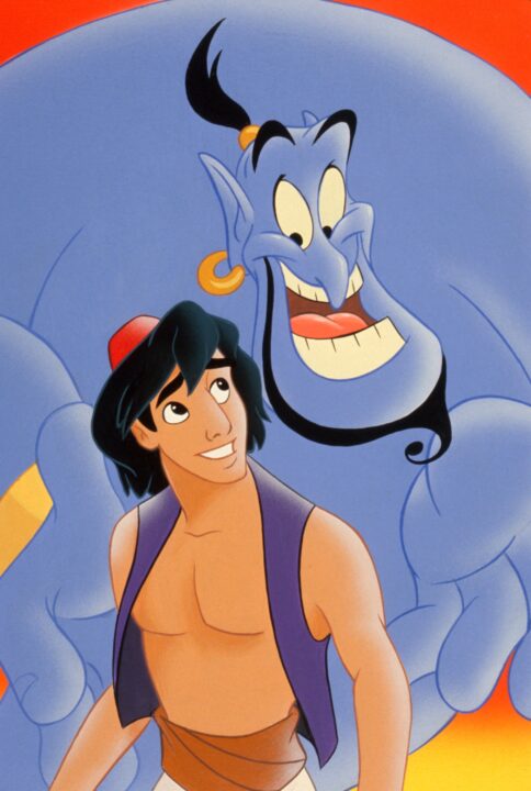 ALADDIN, from left: Aladdin (voice: Scott Weinger), Genie (voice: Robin Williams), 1992