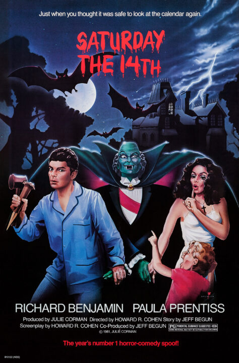 SATURDAY THE 14TH, US poster art, from left: Richard Benjamin, Paula Prentiss, 1981.