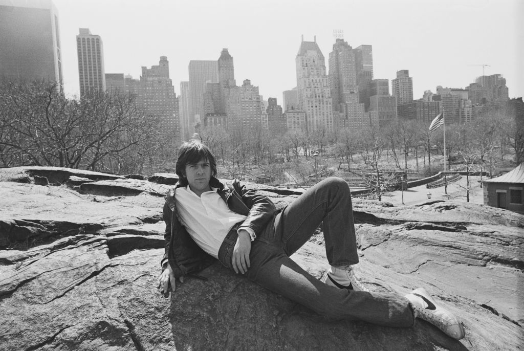 British singer-songwriter Peter Gabriel at central park, New York, US, 5th April 1977