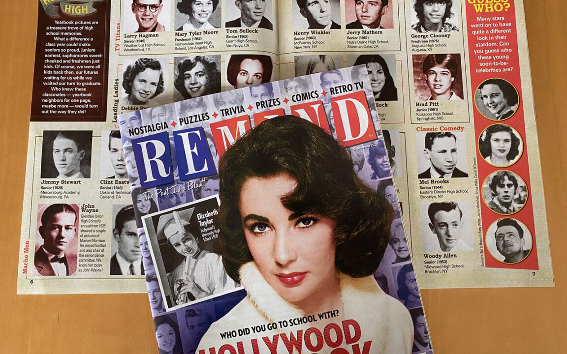 Hollywood Yearbook, Remind Magazine, Sept. 2020, high school photos of celebrities, Elizabeth Taylor