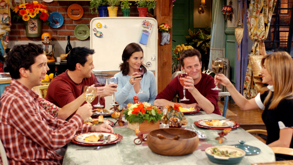 FRIENDS, David Schwimmer, Lisa Kudrow, Matt LeBlanc, Courteney Cox, Matthew Perry, Jennifer Aniston, 'The One With The Late Thanksgiving', (Season 10, epis. #226), 1994-2004,