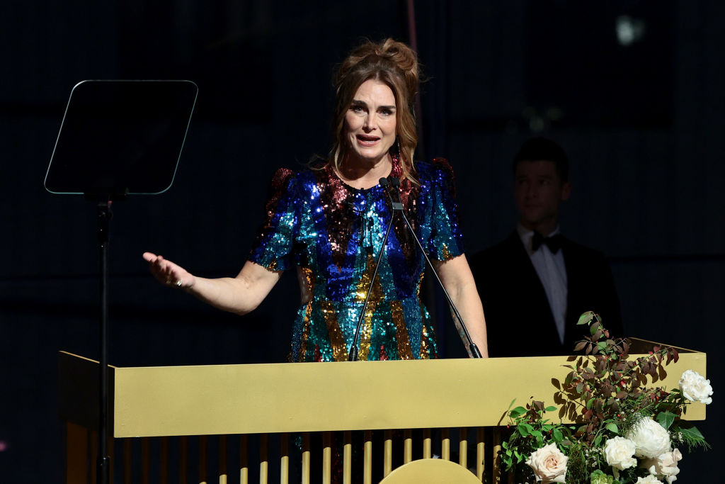 NEW YORK, NEW YORK - NOVEMBER 07: Brooke Shields speaks onstage during Glamour Women of the Year 2023 at Jazz at Lincoln Center on November 07, 2023 in New York City