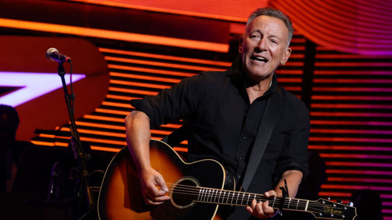 NEW YORK, NEW YORK - NOVEMBER 06: Bruce Springsteen performs onstage during the 17th Annual Stand Up For Heroes Benefit presented by Bob Woodruff Foundation and NY Comedy Festival at David Geffen Hall on November 06, 2023 in New York City