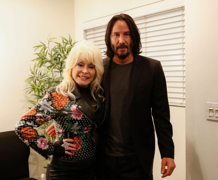 LOS ANGELES - JANUARY 7: Actor Keanu Reeves visits The Talk," Monday, January 7, 2019 on the CBS Television Network. From left, GRAMMY-winning artist Dolly Parton, and actor Keanu Reeves