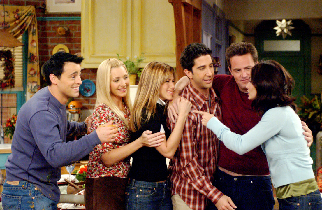 FRIENDS, Matt LeBlanc, Lisa Kudrow, Jennifer Aniston, David Schwimmer, Matthew Perry, Courteney Cox, 'The One With The Late Thanksgiving', (Season 10, epis. #226), 1994-2004, 