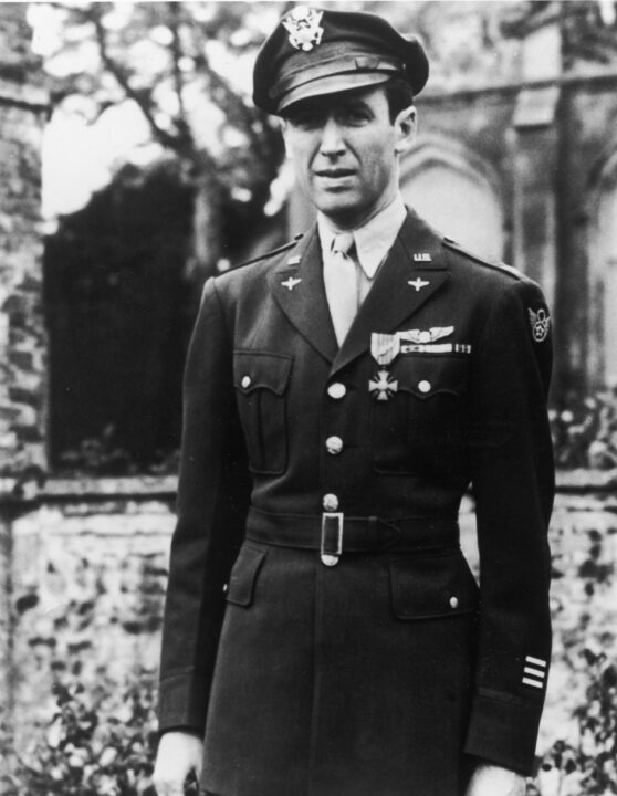 American actor Jimmy Stewart (1908 -1997) in his U.S. Air Force Officer's uniform during World War II, 1940s. 