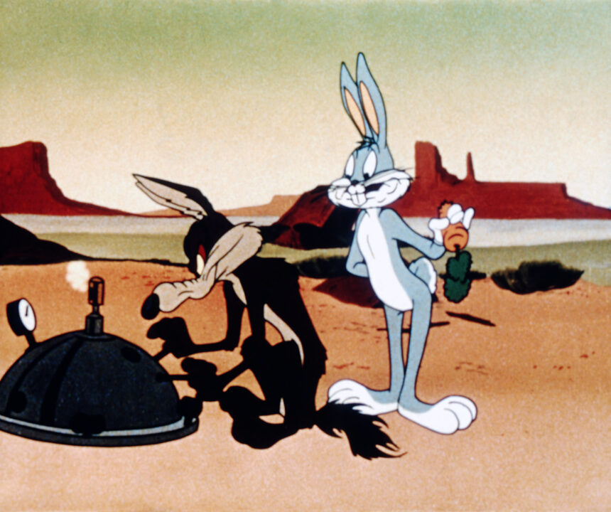 OPERATION:RABBIT, (from left): Wile E. Coyote, Bugs Bunny, 1952.