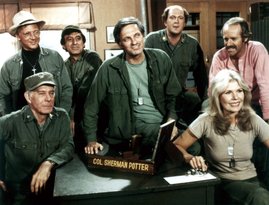 M*A*S*H (aka MASH), from left: Harry Morgan, William Christopher, Jamie Farr, Alan Alda, David Ogden Stiers, Mike Farrell, Loretta Swit, 1972-83