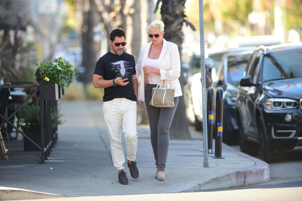 LOS ANGELES, CA - OCTOBER 23: Mattia Dessì and Brigitte Nielsen are seen on October 23, 2019 in Los Angeles, California