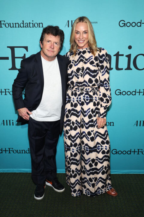 NEW YORK, NEW YORK - OCTOBER 18: (L-R) Michael J. Fox and Tracy Pollan attend the 2023 Good+Foundation “A Very Good+ Night of Comedy” Benefit at Carnegie Hall on October 18, 2023 in New York City