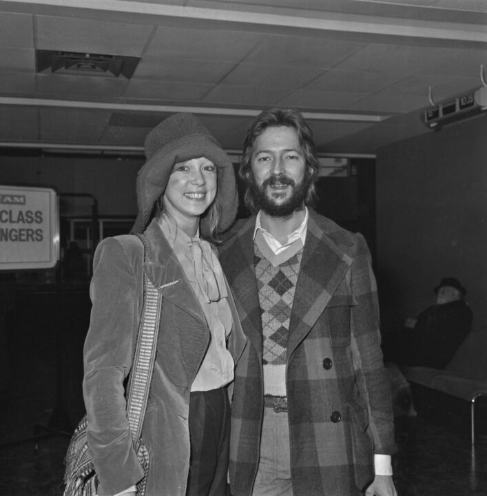 English guitarist and singer Eric Clapton with model Pattie Boyd, the wife of George Harrison of the Beatles, UK, 14th November 1974. Boyd's divorce from Harrison was finalised in 1977 and she married Clapton in 1979