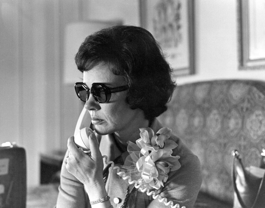 PHILADELPHIA, PA - MAY, 1976: Rosalyn Carter, wife of Presidential candidate Jimmy Carter, campaigns on telephone in Philadelphia in May, 1976. 