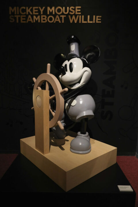 MEXICO CITY, MEXICO - OCTOBER 23: Mickey Mouse Steamboat Willie figure is part of the exhibition Walt Disney's "Mexico and Walt Disney: A Magical Encounter" and "The Art of Coco" at Cineteca Nacional on October 23, 2017 in Mexico City, Mexico. This exhibition includes pieces and unique works and shows the histotic period from 1937 to 1966 exposing the career and influence of Mexico in Walt Disney
