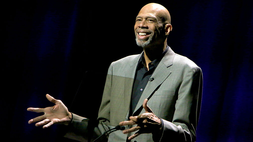 Dee Kareem Abdul-Jabbar speaks onstage during the Thelonious Monk Institute International Jazz Vocals Competition 2015 at Dolby Theatre on November 15, 2015 in Hollywood, California