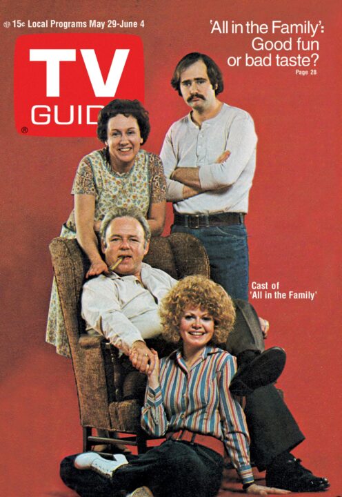 ALL IN THE FAMILY, clockwise from top left: Jean Stapleton, Rob Reiner, Sally Struthers,Carroll O'Connor, TV GUIDE cover, May , 1971. 