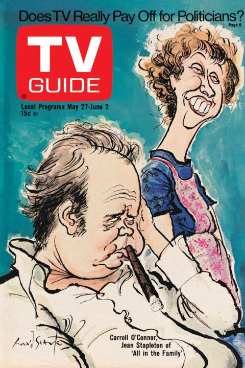 ALL IN THE FAMILY, from left: Carroll O'Connor, Jean Stapleton, TV GUIDE cover, May 27 - June 2, 1972. THE F.B.I. 