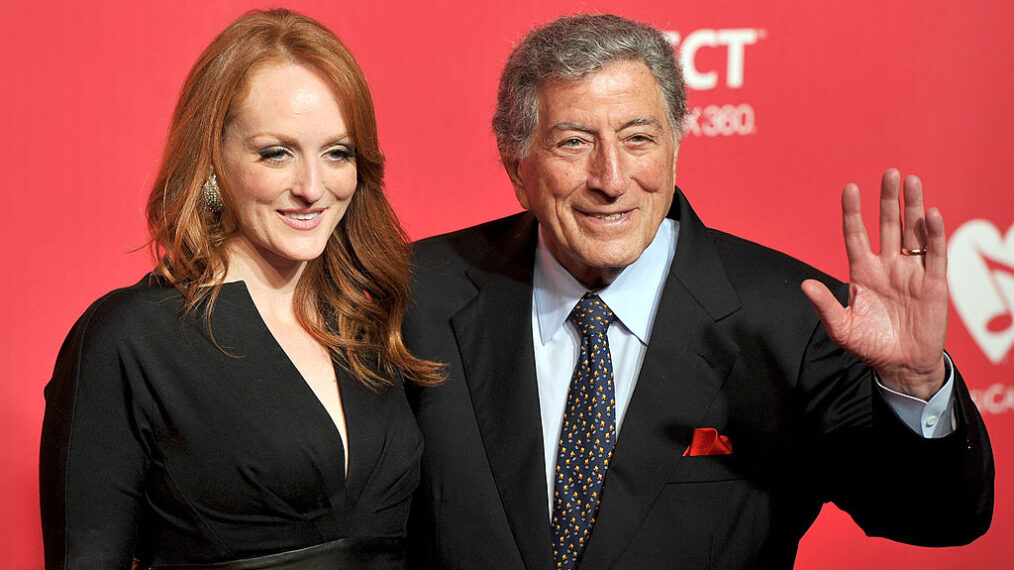 Singers Tony Bennett (R) and Antonia Bennett arrive at the 2012 MusiCares Person of the Year Tribute to Paul McCartney held at the Los Angeles Convention Center on February 10, 2012 in Los Angeles, California