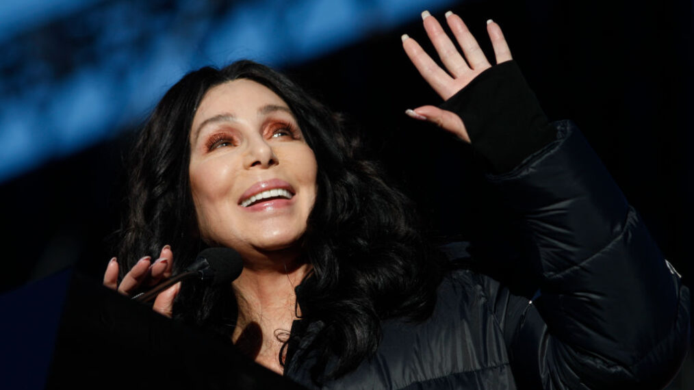 Singer/actress Cher speaks during the Women's March 