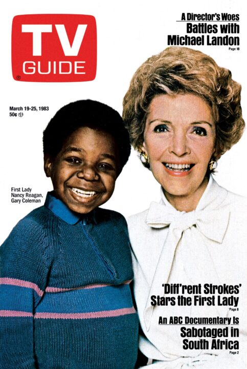 DIFF'RENT STROKES, from left: Gary Coleman, Nancy Reagan, TV GUIDE cover, March 19-25, 1983. 