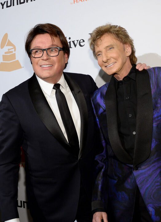 Garry Kief (L) and singer Barry Manilow attend the 2016 Pre-GRAMMY Gala and Salute to Industry Icons honoring Irving Azoff at The Beverly Hilton Hotel on February 14, 2016 in Beverly Hills, California