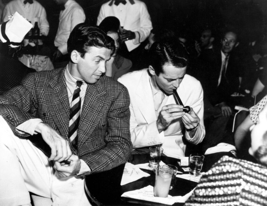 Actors James Stewart (1908 - 1997) and Henry Fonda (1905 - 1982) at Slapsy Maxies Cafe. 