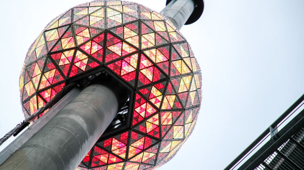 A view of the New Year's Eve Ball during testing before the official Times Square Celebration on December 30, 2020 in New York City