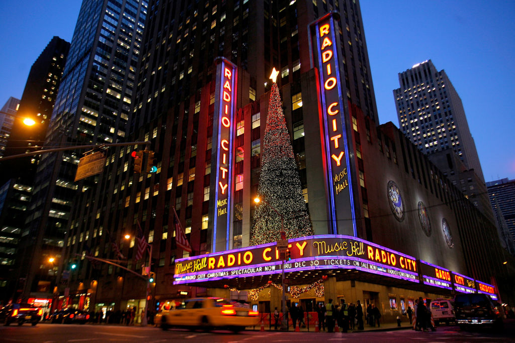 The exterior of Radio City Music Hall is seen on the opening night of "The 2009 Radio City Christmas Spectacular" on November 17, 2009 in New York City