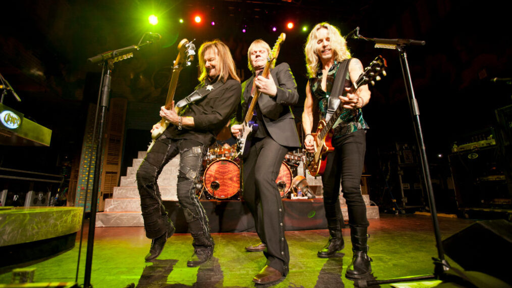 Bassist Ricky Phillips, guitarist/vocalist James Young and guitarist/vocalist Tommy Shaw of Styx performs at the House of Blues on January 13, 2012 in New Orleans, Louisiana